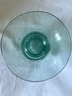 Early Antique Blown Glass Vase Teal Blue Green Clear Bubbles Primitive