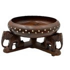 Early 20th Century Hand-carved   Inlaid Anglo-indian Bowl On Elephants Base 