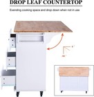Portable Drop-leaf Kitchen Island Cart Wood Storage Cabinet W wheels  spice Rack