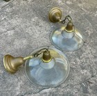 2 Antique Holophane Prismatic Shade Pendant Light Fixtures Vtg Glass 11   12 5   