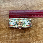 Vintage Floral Pill Box Hinged Top Trinket Case Earring Silver Tone Flowers