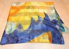Emmanuelle Khanh Paris Scarf vintage  Blue Yellow Orange   Abstract  34x34