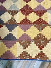 Vintage Antique Quilt Hand Stitched Log Cabin Design Primitive Folk Art
