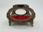 Vintage Ormolu Filigree Beveled Glass  Jewelry Casket