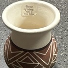 Sioux Pottery Native American Vase Brown   White Geometric Pattern Marked Signed