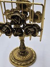 Vintage Gold Brass Rose Pedestal Hollywood Regency Towel Holder Vanity 1960s