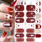 Christmas Gel Nail Stickers - Glitter Snowflakes  Christmas Full Nail Wraps-4