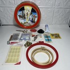 Vtg Sewing Kit In A Tin Full Of Vintage Notions Thimble Tatting Needles Hooks