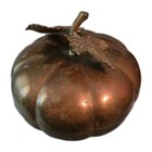 Vintage Fritz Brass Pumpkin Shaped Trinket Box With Copper Leaf Decoration
