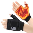 Electric Heated Gloves Rechargeable Battery Hand Warm Fingerless Thermal Winter