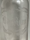Vintage Etched Glass Bay Rum   Cologne Barber Shop Bottle   Top