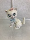 Cat Kitten Blue Eyes White Ceramic Figurine Vintage  Norcrest Japan 4  X 3 