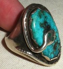 Vintage Zuni A Yatsattie Snake Huge Turquoise Sterling Silver Ring Size 10 Vafo