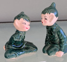 Pair 1950 Sitting Green Gilner Sexy Smiling Pixies Elves Mint Condition Lot 3