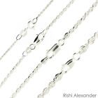 925 Sterling Silver Diamond Cut Rope Chain Necklace  925 Italy All Sizes