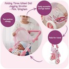 Badger Basket Foldable Jogging Style Doll Stroller - Adjustable Handle  Canopy  