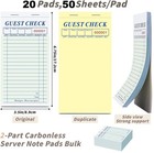 20 Pack - Server Note Pads  2 Part Carbonless  3 5x6 75 Inches  Numbered  Green
