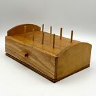 Vintage Wooden One Divided Drawer Sewing Box Spool Holders On Top