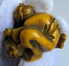 Vintage Japanese Netsuke Faux Ivory Resin Figure Man At Mortar Hand Carved 36mm