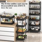 6-tier Plastic Rolling Utility Cart With Wheels For Storage black