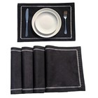 Cloth Placemats Set Of 4 For Dining Table  Fabric Placemats With 4 Pcs Black