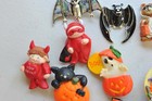 Vtg To Now Lot  Halloween Pins Brooch Spooky Ghost Cat Witch Bat   B