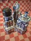 Antique Chinese Import Imari-style Cruet Set  Complete