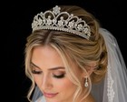 Silver Crystal Rhinestone Bridal Tiara Crown Wedding Headpiece Veil Accessory
