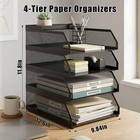 4-tier Mesh Desk File Organizer Paper Tray Black Metal Office Storage Rack