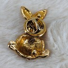 Vtg Easter Bunny Rabbit White Enamel W  Rhinestone Accents Lapel Pin