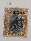 Labuan Stamp Scott  96 Borneo Malaysis 1899 4 Cents Orangutan Not Used canceled