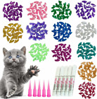 100pcs Cat Nail Caps Glitter Cat Paw Covers Kitten Nail Caps Pet Tips With Ad   