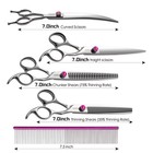 Fogosp Dog Grooming Scissors Kit 7 Inch 5pcs Set Curved Thinning Straight