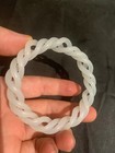 Excellent Chinese Natural White Jade Hand Carved Braid Bangle Bracelet