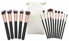 Kabuki And Precise Makeup Brush Set 16 Pc Black And Rose Gold