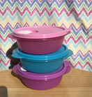 Tupperware Set Of 3 Crystalwave Round Microwave Container  With Spout New
