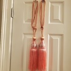 1 Pair Home Curtain Tie Backs Ball Tassel Rope Drapes Holdbacks Pink   Silver