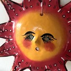 Sun Face Mask Celestial Painted Coconut Handmade Mexican Folk Art 10    Tall