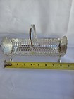 Vintage Silver Plate Cracker Biscuit Basket Shell Ends Pierced Footed Handle