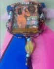Rare Vintage Artisan Signed  Szineyei Merse Framed French Post Card Stamp Brooch