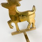 Vintage Solid Brass Reindeer Mom Christmas Stocking Holder Long Arm Heavy