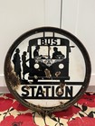 Vtg 1940   s Original Double Sided Porcelain Bus Station Sign Public Service