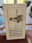 Small Cream Shutter With Metal Bird 9 25    X 16    Distressed Farmhouse Shabby Chic