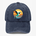 Vintage Hummingbird Hat Colorful Bird Washed Baseball Cap Nature Lover Gift Hat