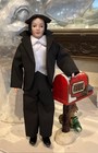 Dollhouse Miniature Porcelain Doll Groom In Black Suit 1 12 Scale Unique Hair 