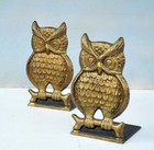 Lot Of 2 Brass Bookend Owl Shaped