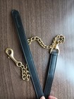 Black Leather W Brass Stud Chain Lead Shank Horse Tack  free Shipping 