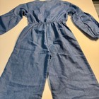 Vince Camuto Girls Blue Chambray Embroidered Floral Puff Sleeve Jumpsuit Size 6