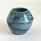 Mini Art Pottery Vase Black Turquoise Signed Jl 3    Tall Red Stoneware Clay