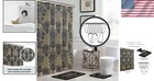 Complete 15-piece Shower Curtain Set With Bath Mats   Hooks - Damask Design